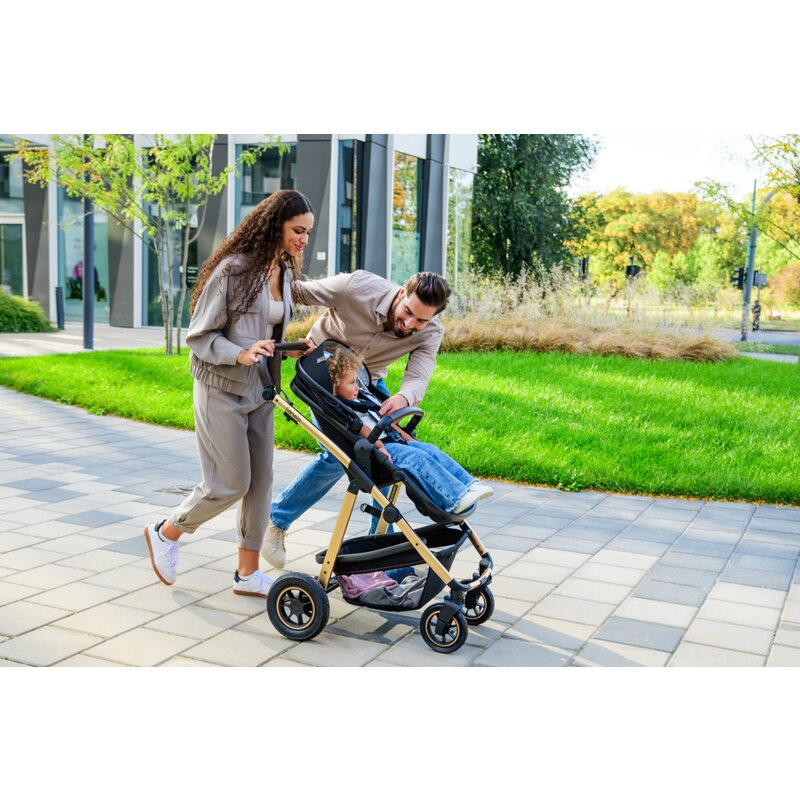 Carucior 3 in 1, Lionelo, Amber, Cadru aluminiu, Cu landou intarit si salteluta moale, Cu scoica auto testata ADAC, Reversibil, Cu accesorii, Geanta parinti, Pana la 22 kg, Bej [69]