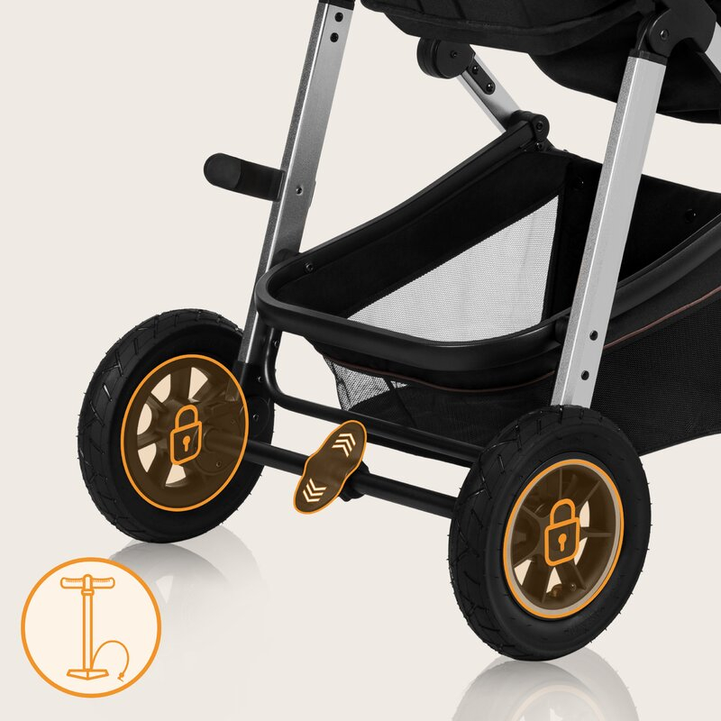 Carucior 3 in 1, Lionelo, Amber, Cadru aluminiu, Cu landou intarit si salteluta moale, Cu scoica auto testata ADAC, Reversibil, Cu accesorii, Geanta parinti, Pana la 22 kg, EN1888-1 EN1888-2 EN1466 EC [36]