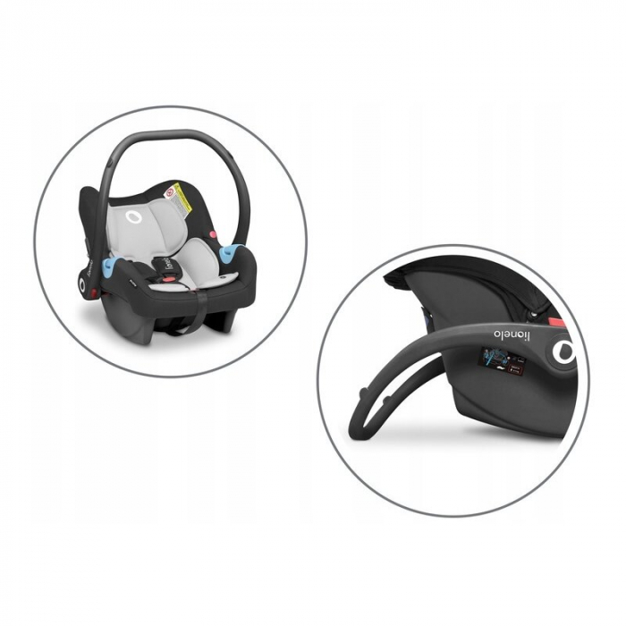 Carucior 3 in 1, Lionelo, Amber, Cadru aluminiu, Cu landou intarit si salteluta moale, Cu scoica auto testata ADAC, Reversibil, Cu accesorii, Geanta parinti, Pana la 22 kg, EN1888-1 EN1888-2 EN1466 EC [56]