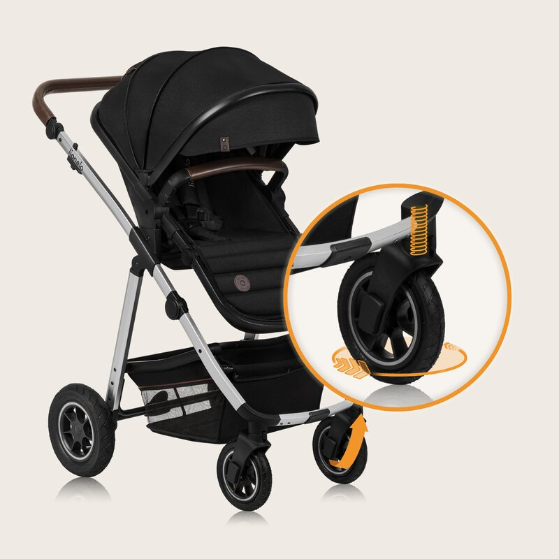 Carucior 3 in 1, Lionelo, Amber, Cadru aluminiu, Cu landou intarit si salteluta moale, Cu scoica auto testata ADAC, Reversibil, Cu accesorii, Geanta parinti, Pana la 22 kg, EN1888-1 EN1888-2 EN1466 EC [37]