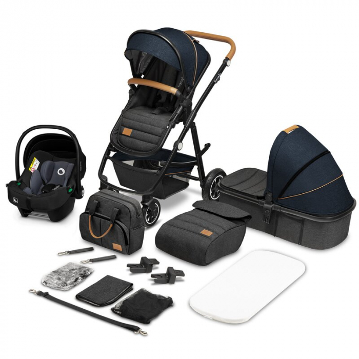 Carucior 3 in 1, Lionelo, Amber, Cadru aluminiu, Cu landou intarit si salteluta moale, Cu scoica auto testata ADAC, Reversibil, Cu accesorii, Geanta parinti, Pana la 22 kg, EN1888-1 EN1888-2 EN1466 EC [3]