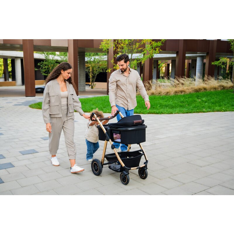 Carucior 3 in 1, Lionelo, Amber, Cadru aluminiu, Cu landou intarit si salteluta moale, Cu scoica auto testata ADAC, Reversibil, Cu accesorii, Geanta parinti, Pana la 22 kg, Bej [53]