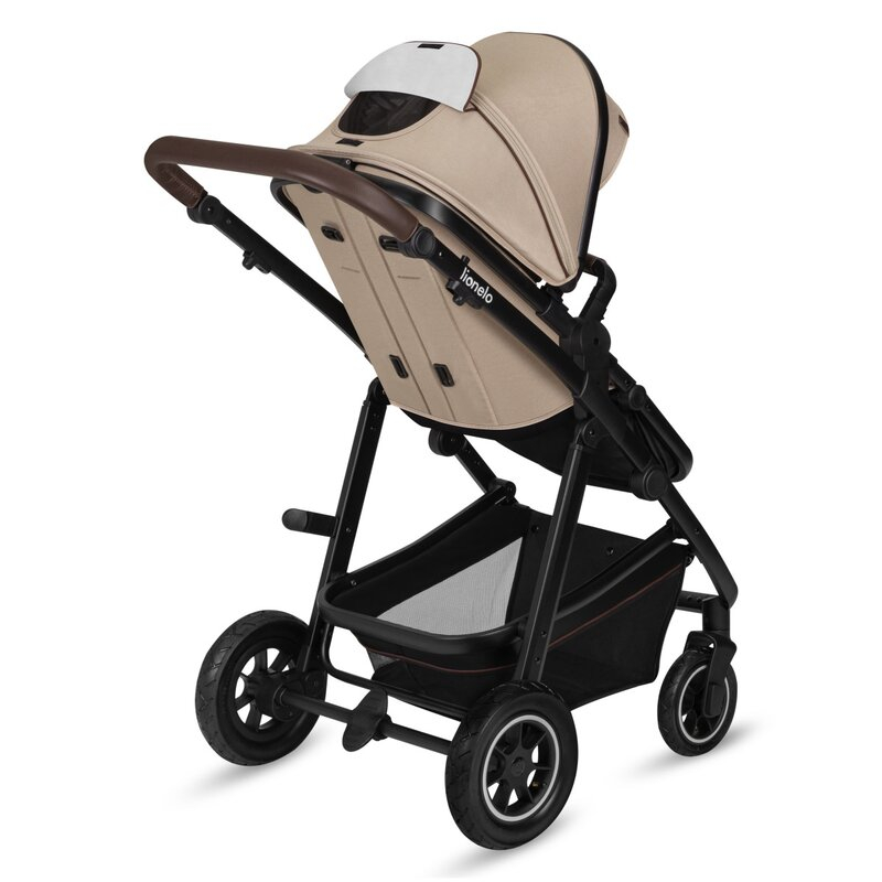 Carucior 3 in 1, Lionelo, Amber, Cadru aluminiu, Cu landou intarit si salteluta moale, Cu scoica auto testata ADAC, Reversibil, Cu accesorii, Geanta parinti, Pana la 22 kg, Bej [13]