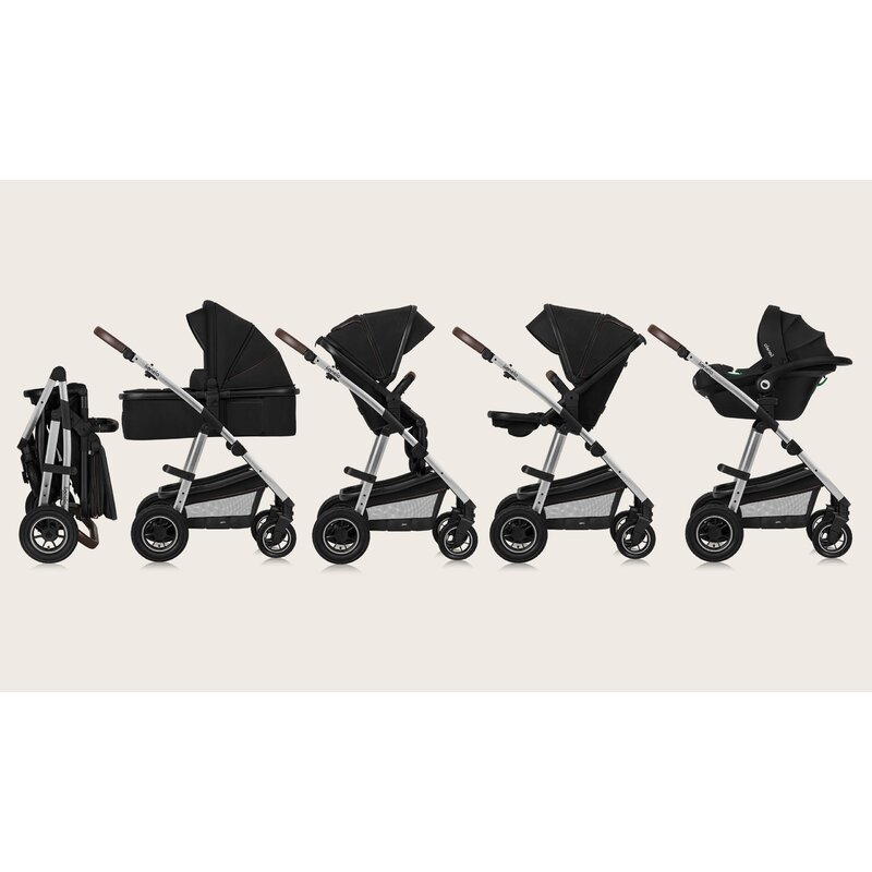 Carucior 3 in 1, Lionelo, Amber, Cadru aluminiu, Cu landou intarit si salteluta moale, Cu scoica auto testata ADAC, Reversibil, Cu accesorii, Geanta parinti, Pana la 22 kg, EN1888-1 EN1888-2 EN1466 EC [34]