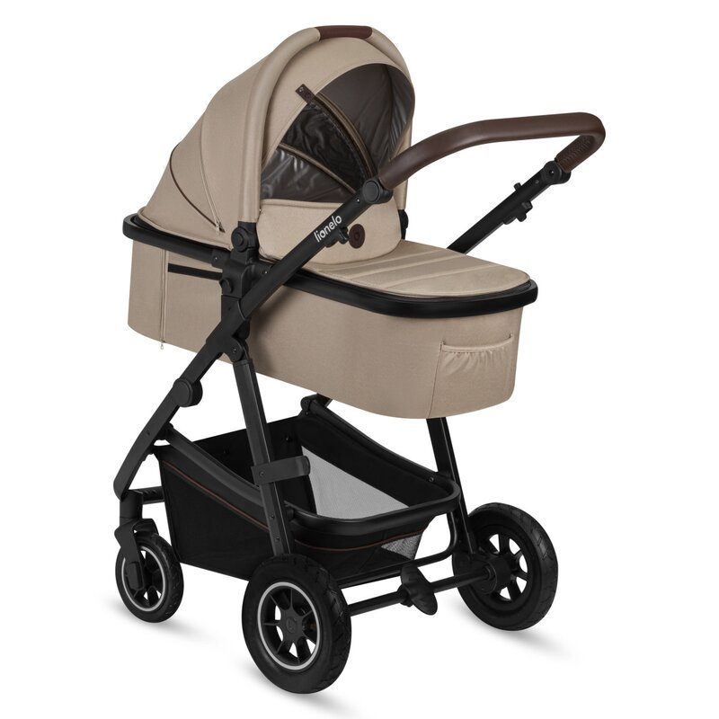 Carucior 3 in 1, Lionelo, Amber, Cadru aluminiu, Cu landou intarit si salteluta moale, Cu scoica auto testata ADAC, Reversibil, Cu accesorii, Geanta parinti, Pana la 22 kg, Bej [12]