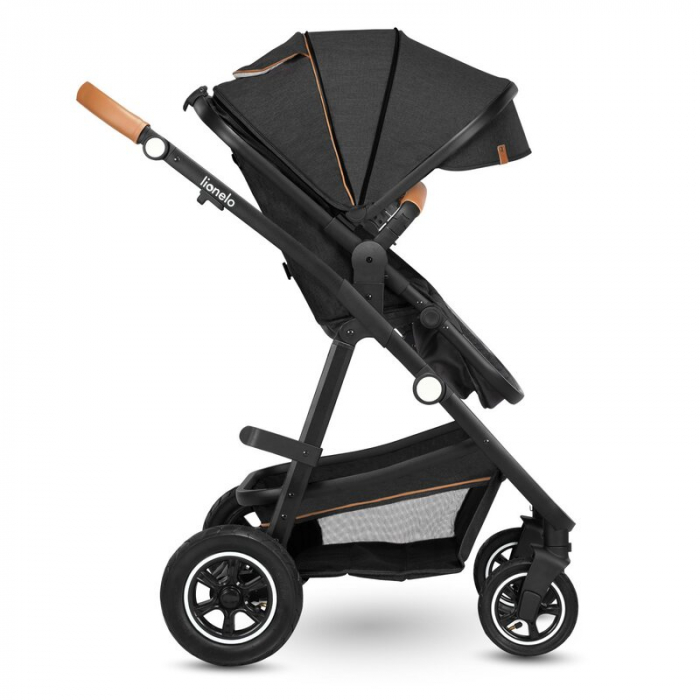 Carucior 3 in 1, Lionelo, Amber, Cadru aluminiu, Cu landou intarit si salteluta moale, Cu scoica auto testata ADAC, Reversibil, Cu accesorii, Geanta parinti, Pana la 22 kg, EN1888-1 EN1888-2 EN1466 EC [21]