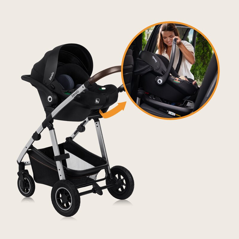 Carucior 3 in 1, Lionelo, Amber, Cadru aluminiu, Cu landou intarit si salteluta moale, Cu scoica auto testata ADAC, Reversibil, Cu accesorii, Geanta parinti, Pana la 22 kg, EN1888-1 EN1888-2 EN1466 EC [45]