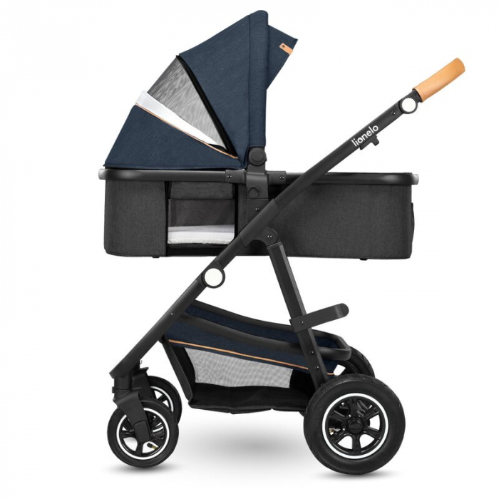 Carucior 3 in 1, Lionelo, Amber, Cadru aluminiu, Cu landou intarit si salteluta moale, Cu scoica auto testata ADAC, Reversibil, Cu accesorii, Geanta parinti, Pana la 22 kg, EN1888-1 EN1888-2 EN1466 EC [11]