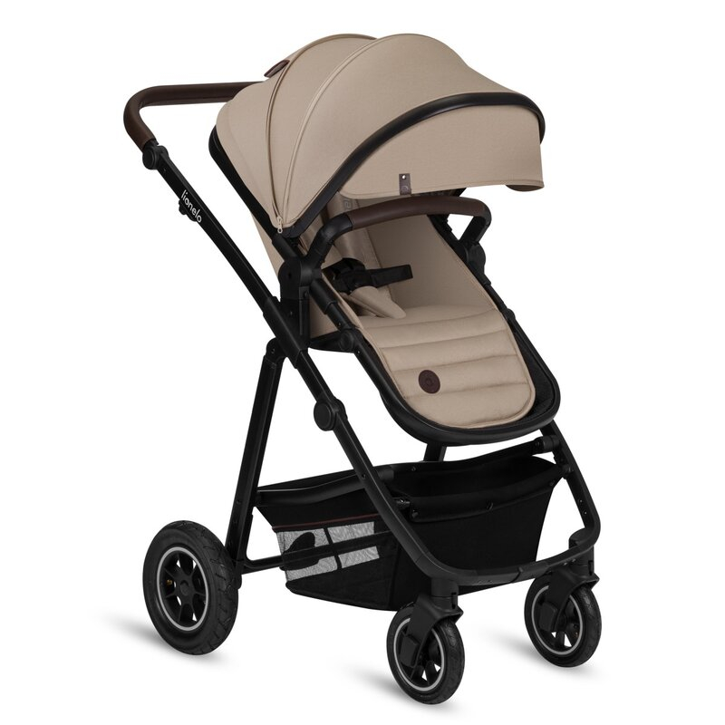 Carucior 3 in 1, Lionelo, Amber, Cadru aluminiu, Cu landou intarit si salteluta moale, Cu scoica auto testata ADAC, Reversibil, Cu accesorii, Geanta parinti, Pana la 22 kg, Bej [5]