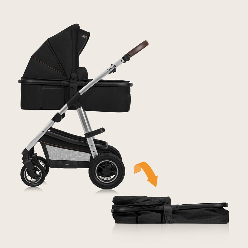 Carucior 3 in 1, Lionelo, Amber, Cadru aluminiu, Cu landou intarit si salteluta moale, Cu scoica auto testata ADAC, Reversibil, Cu accesorii, Geanta parinti, Pana la 22 kg, EN1888-1 EN1888-2 EN1466 EC [38]