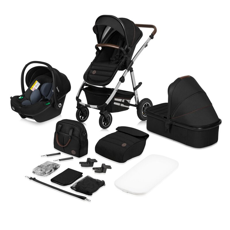 Carucior 3 in 1, Lionelo, Amber, Cadru aluminiu, Cu landou intarit si salteluta moale, Cu scoica auto testata ADAC, Reversibil, Cu accesorii, Geanta parinti, Pana la 22 kg, EN1888-1 EN1888-2 EN1466 EC [4]