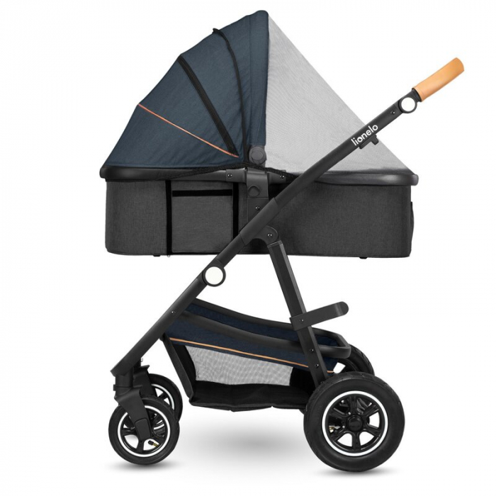 Carucior 3 in 1, Lionelo, Amber, Cadru aluminiu, Cu landou intarit si salteluta moale, Cu scoica auto testata ADAC, Reversibil, Cu accesorii, Geanta parinti, Pana la 22 kg, EN1888-1 EN1888-2 EN1466 EC [23]