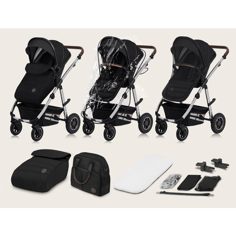 Carucior 3 in 1, Lionelo, Amber, Cadru aluminiu, Cu landou intarit si salteluta moale, Cu scoica auto testata ADAC, Reversibil, Cu accesorii, Geanta parinti, Pana la 22 kg, EN1888-1 EN1888-2 EN1466 EC [46]