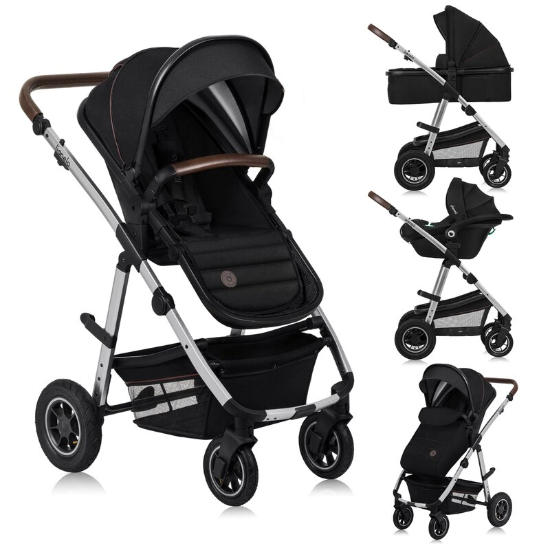 Carucior 3 in 1, Lionelo, Amber, Cadru aluminiu, Cu landou intarit si salteluta moale, Cu scoica auto testata ADAC, Reversibil, Cu accesorii, Geanta parinti, Pana la 22 kg, EN1888-1 EN1888-2 EN1466 EC [6]