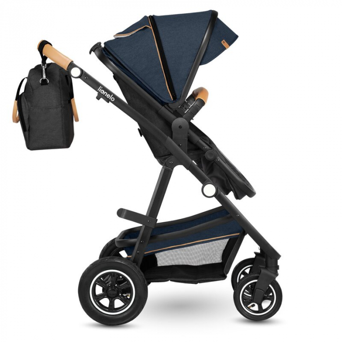 Carucior 3 in 1, Lionelo, Amber, Cadru aluminiu, Cu landou intarit si salteluta moale, Cu scoica auto testata ADAC, Reversibil, Cu accesorii, Geanta parinti, Pana la 22 kg, EN1888-1 EN1888-2 EN1466 EC [42]