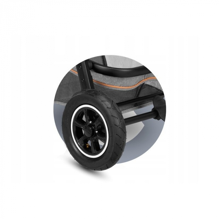 Carucior 3 in 1 Lionelo Amber, Cadru din aluminiu, Landou confortabil, Scaun auto testat ADAC, Accesorii incluse, Geanta parinti, pana la 22 kg, Certificat EN1888, Gri Deschis [58]