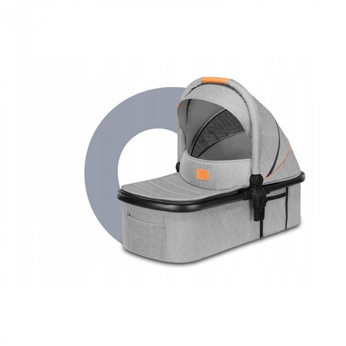 Carucior 3 in 1 Lionelo Amber, Cadru din aluminiu, Landou confortabil, Scaun auto testat ADAC, Accesorii incluse, Geanta parinti, pana la 22 kg, Certificat EN1888, Gri Deschis [56]