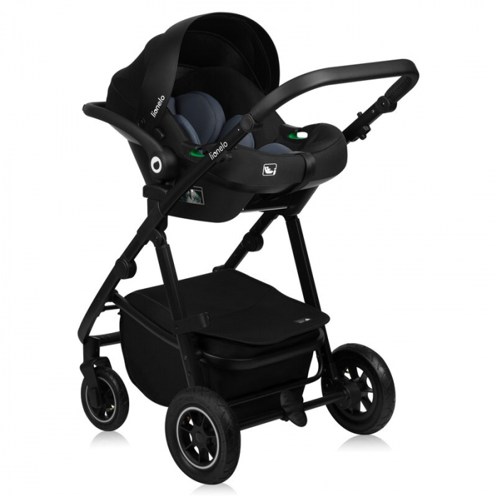 Carucior 3 in 1, Lionelo, Amber Plus, Cadru aluminiu, Cu landou intarit si salteluta moale, Cu scoica auto testata ADAC, Reversibil, Maner ajustabil, Cu accesorii, Cu ventilatie panoramica 3D, Pana la [24]
