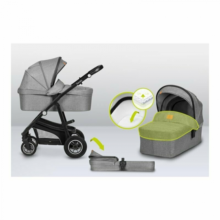 Carucior 3 in 1, Lionelo, Bianka, Transformabil, Cadru aluminiu, Cu landou si salteluta moale, Cu scoica auto testata ADAC, Cu multiple accesorii, Sustine 22 kg, 0 luni+, EN1466:2014+AC:2015, EN1888,  [45]