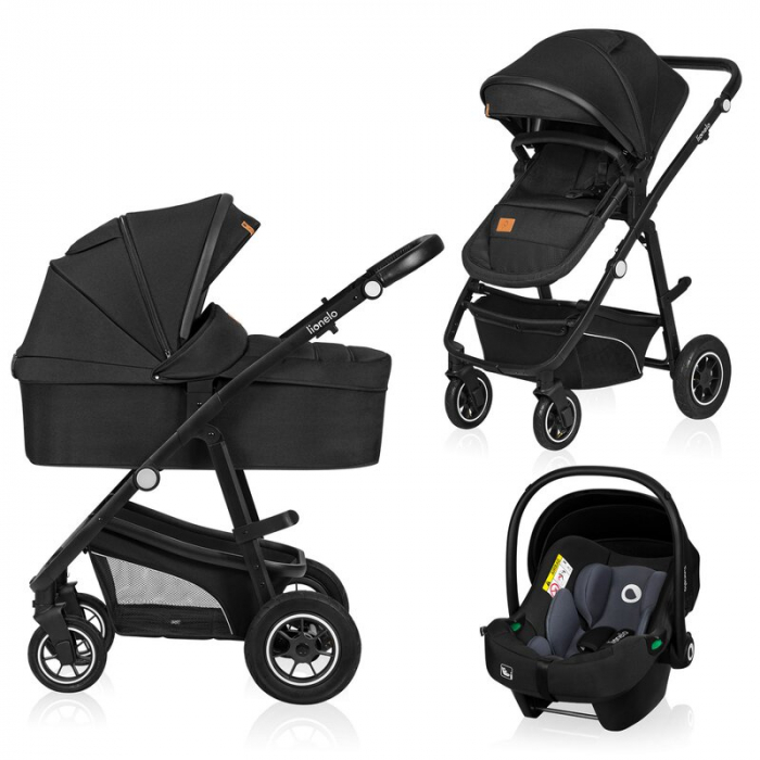 Carucior 3 in 1, Lionelo, Bianka, Transformabil, Cadru aluminiu, Cu landou si salteluta moale, Cu scoica auto testata ADAC, Cu multiple accesorii, Sustine 22 kg, 0 luni+, EN1466:2014+AC:2015, EN1888,  [1]