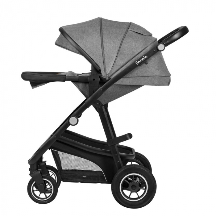 Carucior 3 in 1, Lionelo, Bianka, Transformabil, Cadru aluminiu, Cu landou si salteluta moale, Cu scoica auto testata ADAC, Cu multiple accesorii, Sustine 22 kg, 0 luni+, EN1466:2014+AC:2015, EN1888,  [10]