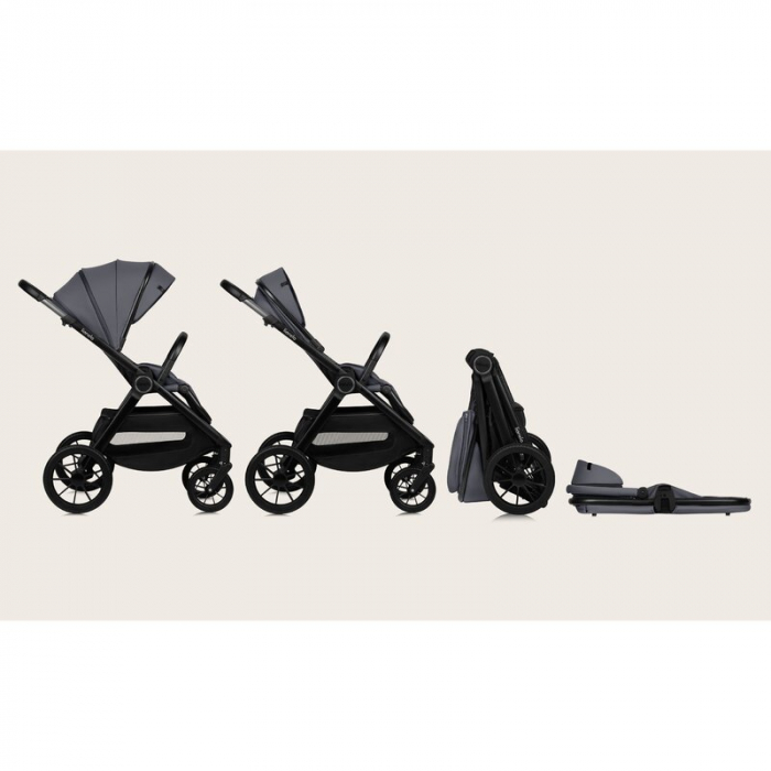 Carucior 3 in 1, Lionelo, Layla, Cadru din aluminiu, Cu landou intarit si salteluta din spuma AiryDots, Cu scoica auto testata ADAC, Reversibil, Cu sistem de ventilatie 3D, Cu accesorii, Pana la 22 kg [41]