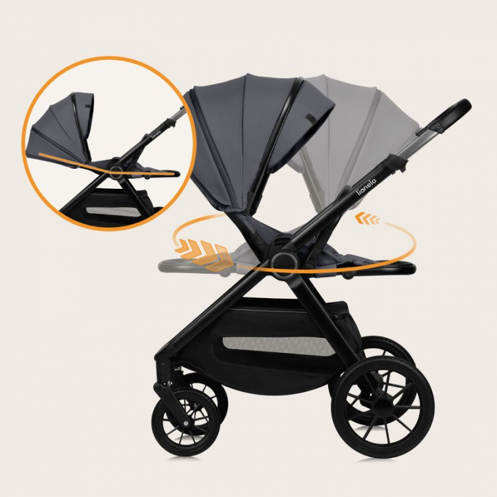Carucior 3 in 1, Lionelo, Layla, Cadru din aluminiu, Cu landou intarit si salteluta din spuma AiryDots, Cu scoica auto testata ADAC, Reversibil, Cu sistem de ventilatie 3D, Cu accesorii, Pana la 22 kg [46]