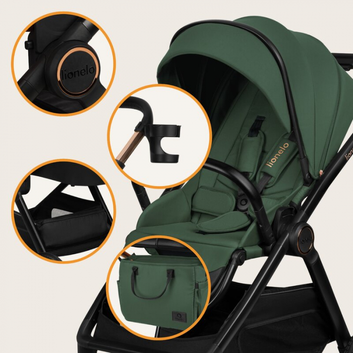 Carucior 3 in 1, Lionelo, Layla, Pana la 22 kg, Cadru aluminiu, Cu landou intarit si salteluta din spuma AirDots, Cu scoica auto testata ADAC, Reversibil, Cu ventilatie 3D, Cu accesorii, EN1888-1, EN1 [44]