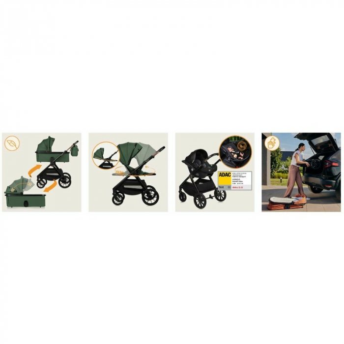 Carucior 3 in 1, Lionelo, Layla, Pana la 22 kg, Cadru aluminiu, Cu landou intarit si salteluta din spuma AirDots, Cu scoica auto testata ADAC, Reversibil, Cu ventilatie 3D, Cu accesorii, EN1888-1, EN1 [49]
