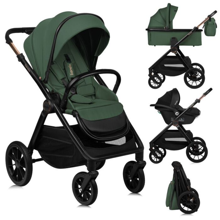 Carucior 3 in 1, Lionelo, Layla, Pana la 22 kg, Cadru aluminiu, Cu landou intarit si salteluta din spuma AirDots, Cu scoica auto testata ADAC, Reversibil, Cu ventilatie 3D, Cu accesorii, EN1888-1, EN1 [4]