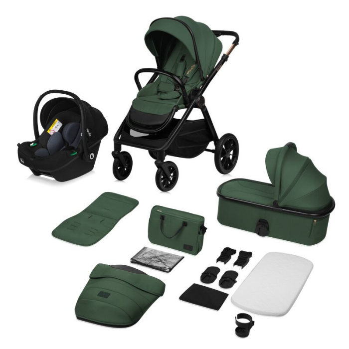 Carucior 3 in 1, Lionelo, Layla, Pana la 22 kg, Cadru aluminiu, Cu landou intarit si salteluta din spuma AirDots, Cu scoica auto testata ADAC, Reversibil, Cu ventilatie 3D, Cu accesorii, EN1888-1, EN1 [5]