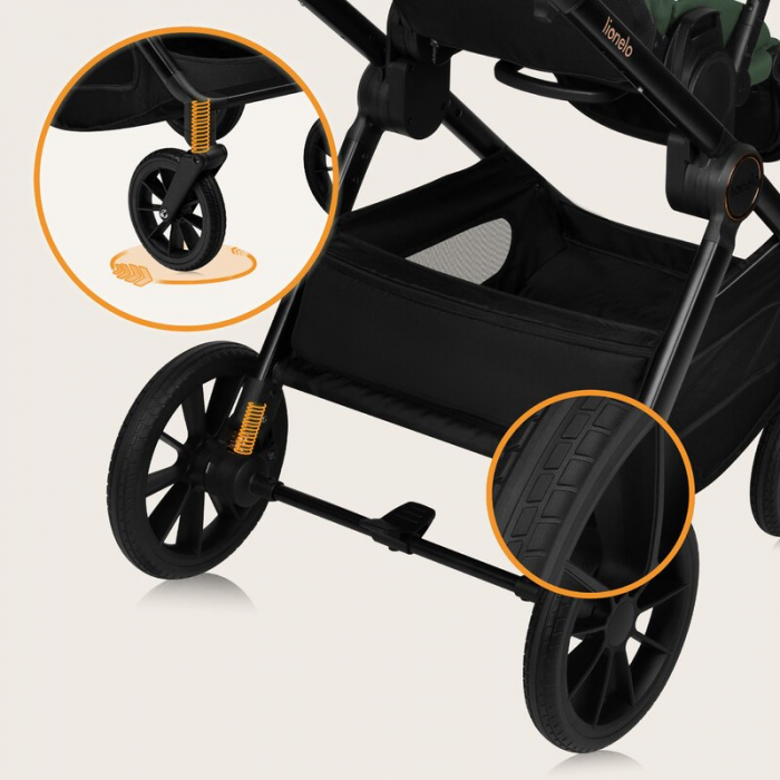 Carucior 3 in 1, Lionelo, Layla, Pana la 22 kg, Cadru aluminiu, Cu landou intarit si salteluta din spuma AirDots, Cu scoica auto testata ADAC, Reversibil, Cu ventilatie 3D, Cu accesorii, EN1888-1, EN1 [42]