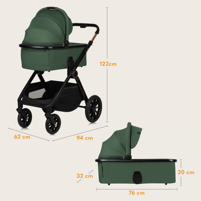 Carucior 3 in 1, Lionelo, Layla, Pana la 22 kg, Cadru aluminiu, Cu landou intarit si salteluta din spuma AirDots, Cu scoica auto testata ADAC, Reversibil, Cu ventilatie 3D, Cu accesorii, EN1888-1, EN1 [47]