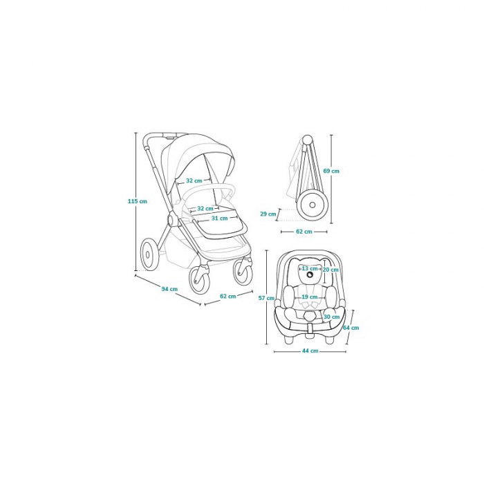 Carucior 3 in 1, Lionelo, Layla, Pana la 22 kg, Cadru aluminiu, Cu landou intarit si salteluta din spuma AirDots, Cu scoica auto testata ADAC, Reversibil, Cu ventilatie 3D, Cu accesorii, EN1888-1, EN1 [48]