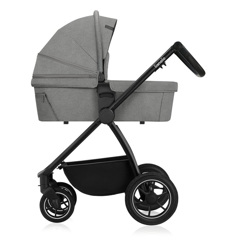 Carucior 3 in 1, Lionelo, Meril, Cu landou de dimensiune XL, Reversibil, Cu scoica auto testata ADAC, Cu accesorii, Pana la 22 kg, Conform cu EN1888-1 EN1888-2, EN1466, Gri [15]