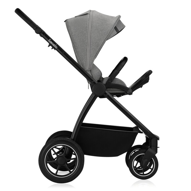 Carucior 3 in 1, Lionelo, Meril, Cu landou de dimensiune XL, Reversibil, Cu scoica auto testata ADAC, Cu accesorii, Pana la 22 kg, Conform cu EN1888-1 EN1888-2, EN1466, Gri [11]