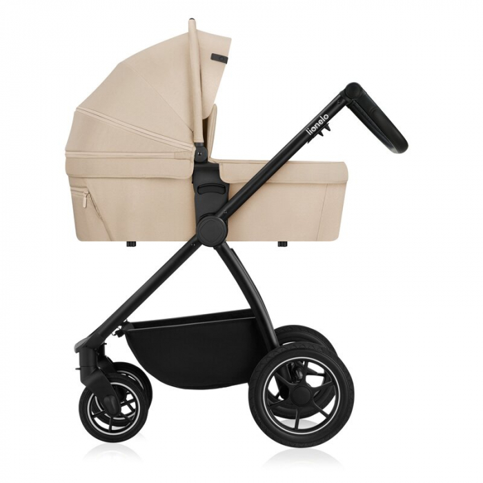 Carucior 3 in 1, Lionelo, Meril, Cu landou de dimensiune XL, Reversibil, Cu scoica auto testata ADAC, Cu accesorii, Pana la 22 kg, Conform cu EN1888-1 EN1888-2, EN1466, Bej [15]
