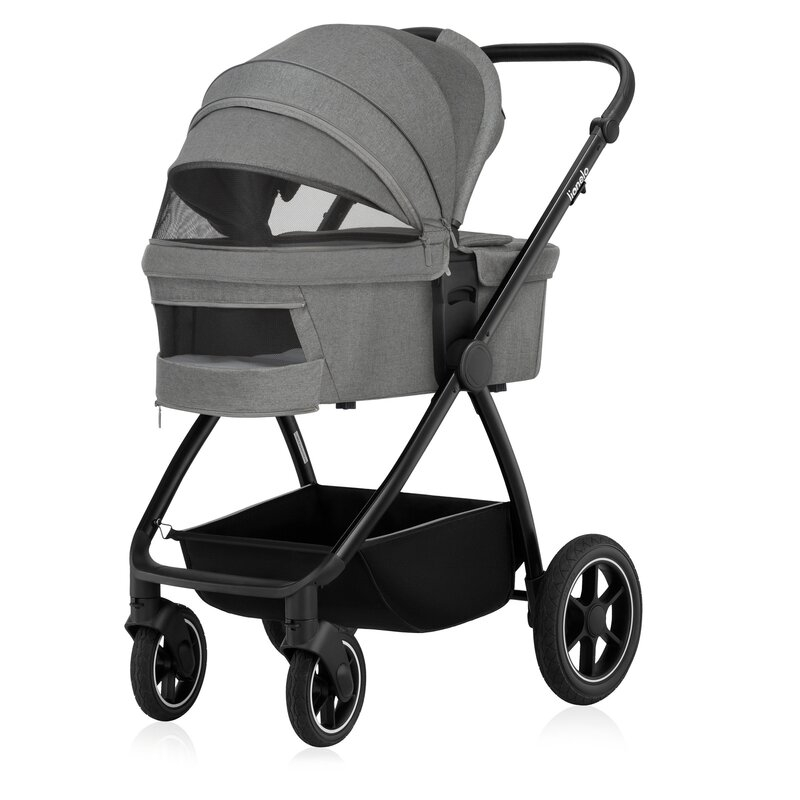 Carucior 3 in 1, Lionelo, Meril, Cu landou de dimensiune XL, Reversibil, Cu scoica auto testata ADAC, Cu accesorii, Pana la 22 kg, Conform cu EN1888-1 EN1888-2, EN1466, Gri [16]