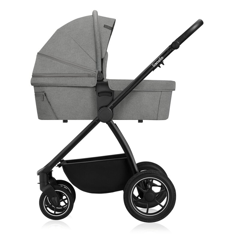 Carucior 3 in 1, Lionelo, Meril, Cu landou de dimensiune XL, Reversibil, Cu scoica auto testata ADAC, Cu accesorii, Pana la 22 kg, Conform cu EN1888-1 EN1888-2, EN1466, Gri [14]