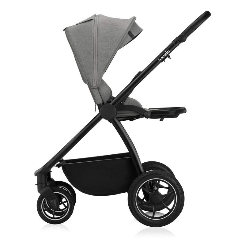 Carucior 3 in 1, Lionelo, Meril, Cu landou de dimensiune XL, Reversibil, Cu scoica auto testata ADAC, Cu accesorii, Pana la 22 kg, Conform cu EN1888-1 EN1888-2, EN1466, Gri [12]