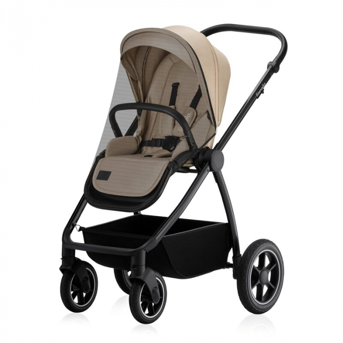 Carucior 3 in 1, Lionelo, Meril, Cu landou de dimensiune XL, Reversibil, Cu scoica auto testata ADAC, Cu accesorii, Pana la 22 kg, Conform cu EN1888-1 EN1888-2, EN1466, Bej [6]