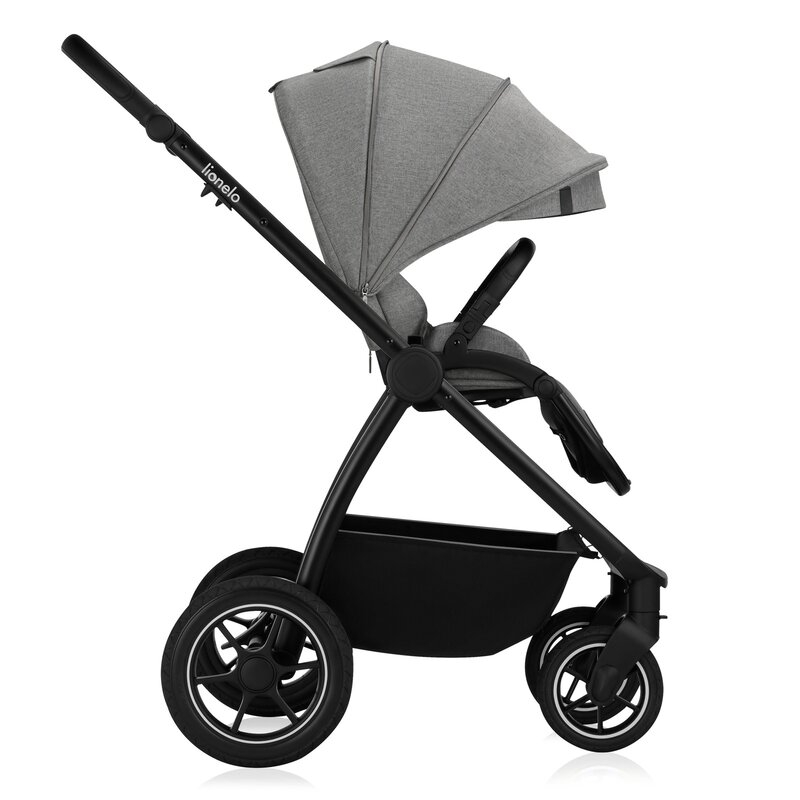 Carucior 3 in 1, Lionelo, Meril, Cu landou de dimensiune XL, Reversibil, Cu scoica auto testata ADAC, Cu accesorii, Pana la 22 kg, Conform cu EN1888-1 EN1888-2, EN1466, Gri [9]