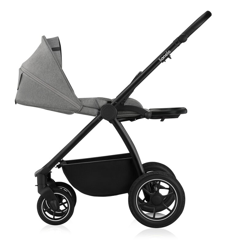 Carucior 3 in 1, Lionelo, Meril, Cu landou de dimensiune XL, Reversibil, Cu scoica auto testata ADAC, Cu accesorii, Pana la 22 kg, Conform cu EN1888-1 EN1888-2, EN1466, Gri [13]