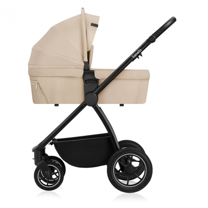 Carucior 3 in 1, Lionelo, Meril, Cu landou de dimensiune XL, Reversibil, Cu scoica auto testata ADAC, Cu accesorii, Pana la 22 kg, Conform cu EN1888-1 EN1888-2, EN1466, Bej [14]