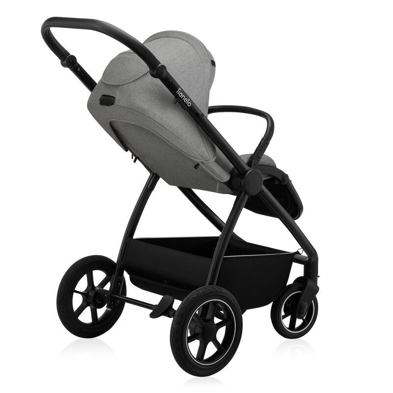 Carucior 3 in 1, Lionelo, Meril, Cu landou de dimensiune XL, Reversibil, Cu scoica auto testata ADAC, Cu accesorii, Pana la 22 kg, Conform cu EN1888-1 EN1888-2, EN1466, Gri [8]