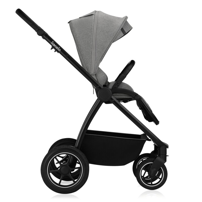 Carucior 3 in 1, Lionelo, Meril, Cu landou de dimensiune XL, Reversibil, Cu scoica auto testata ADAC, Cu accesorii, Pana la 22 kg, Conform cu EN1888-1 EN1888-2, EN1466, Gri [10]