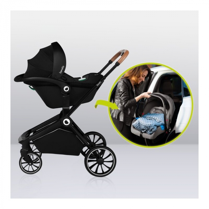 Carucior 3 in 1, Lionelo, Mika, Cadru din aluminiu, Cu landou intarit si salteluta moale, Cu scoica auto testata ADAC, Reversibil, Cu accesorii, Pana la 22 kg, EN1888-1 EN1888-2 EN1466 ECE R129, Gri d [24]