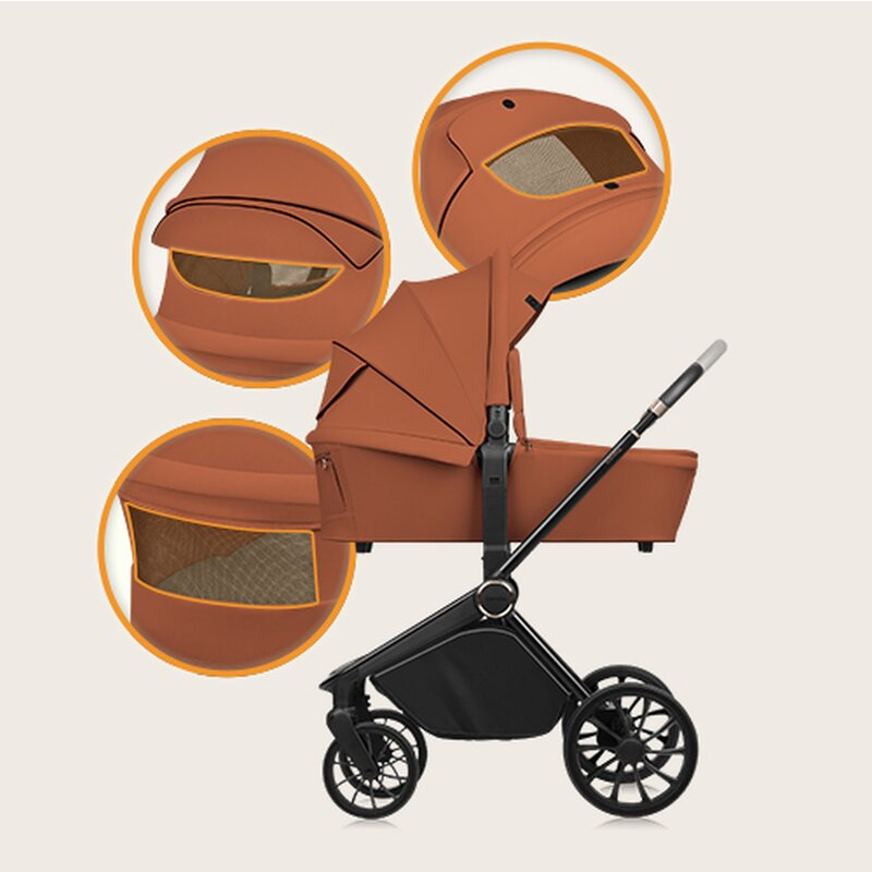 Carucior 3 in 1, Lionelo, Mika Plus, Cadru din aluminiu, Cu landou intarit si salteluta moale, Cu scoica auto testata ADAC, Reversibil, Cu sistem de ventilatie 3D, Cu accesorii, Pana la 22 kg, EN1888- [14]