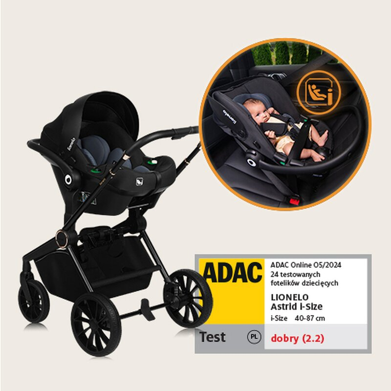 Carucior 3 in 1, Lionelo, Mika Plus, Cadru din aluminiu, Cu landou intarit si salteluta moale, Cu scoica auto testata ADAC, Reversibil, Cu sistem de ventilatie 3D, Cu accesorii, Pana la 22 kg, EN1888- [37]