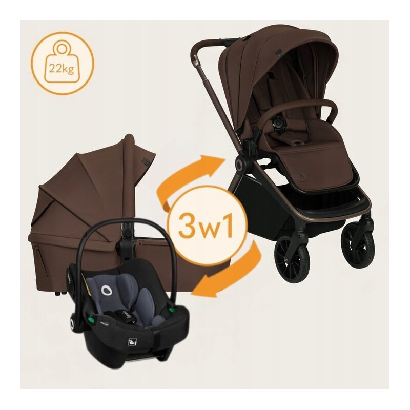 Carucior 3 in 1, Lionelo, Mika Plus, Cadru din aluminiu, Cu landou intarit si salteluta moale, Cu scoica auto testata ADAC, Reversibil, Cu sistem de ventilatie 3D, Cu accesorii, Pana la 22 kg, EN1888- [4]